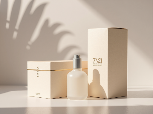 Luxury cosmetics packaging box with elegant design, premium materials, sophisticated finish